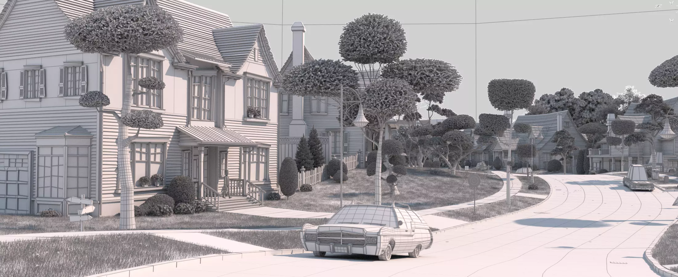 Cartoon Village Town Home City 3D model_53