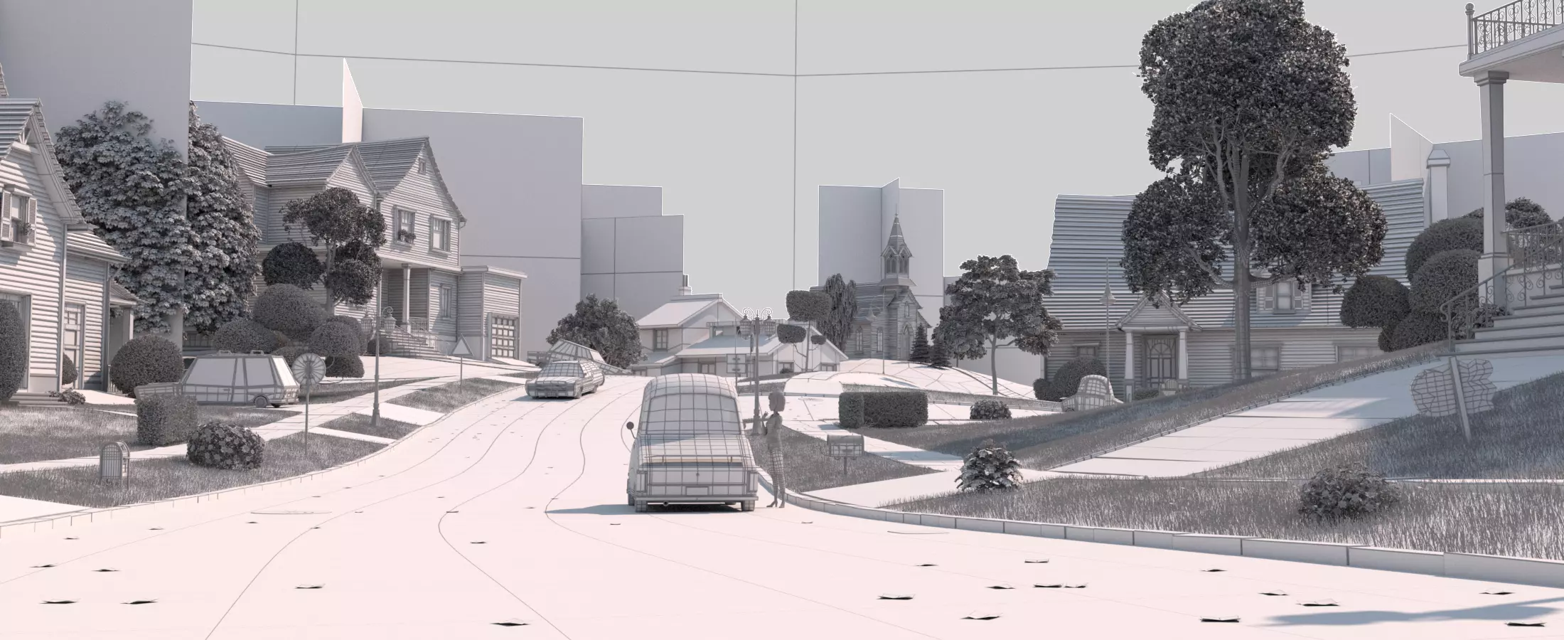 Cartoon Village Town Home City 3D model_44