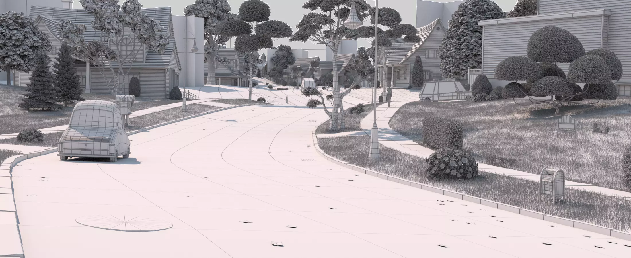 Cartoon Village Town Home City 3D model_36