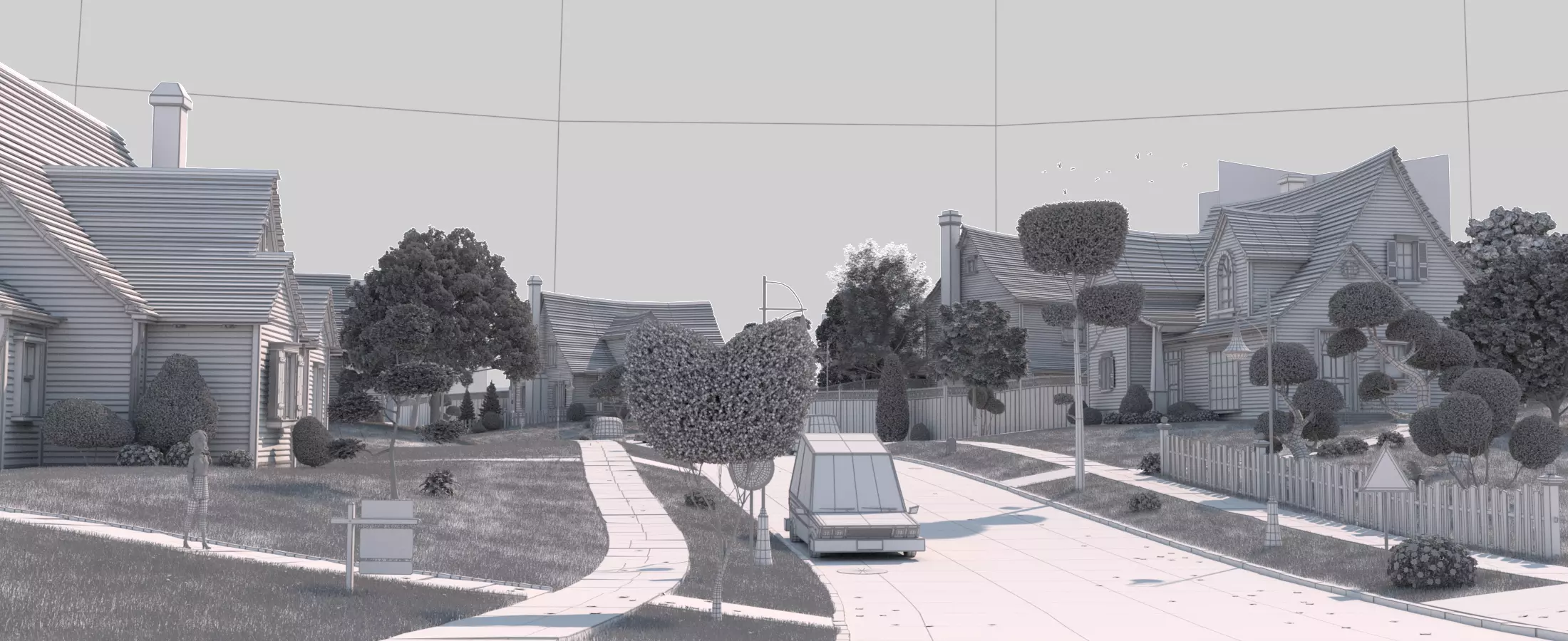 Cartoon Village Town Home City 3D model_31