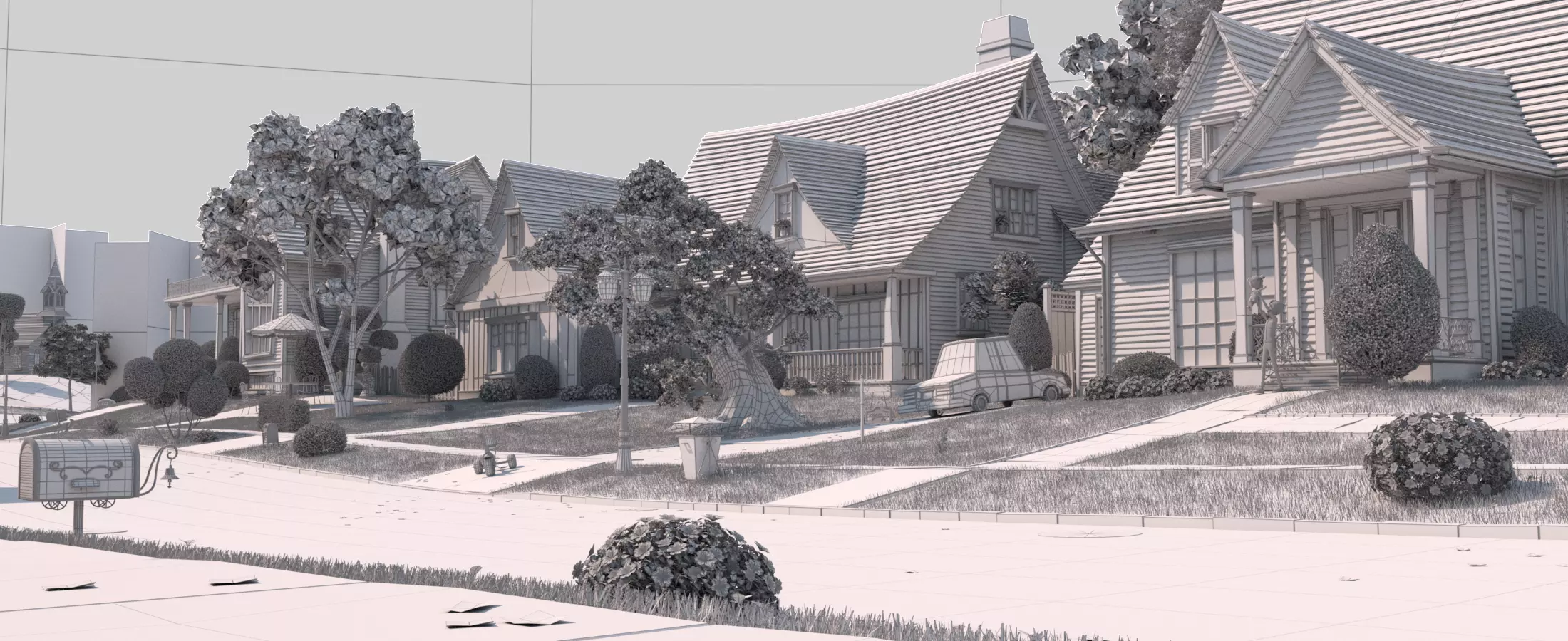 Cartoon Village Town Home City 3D model_40