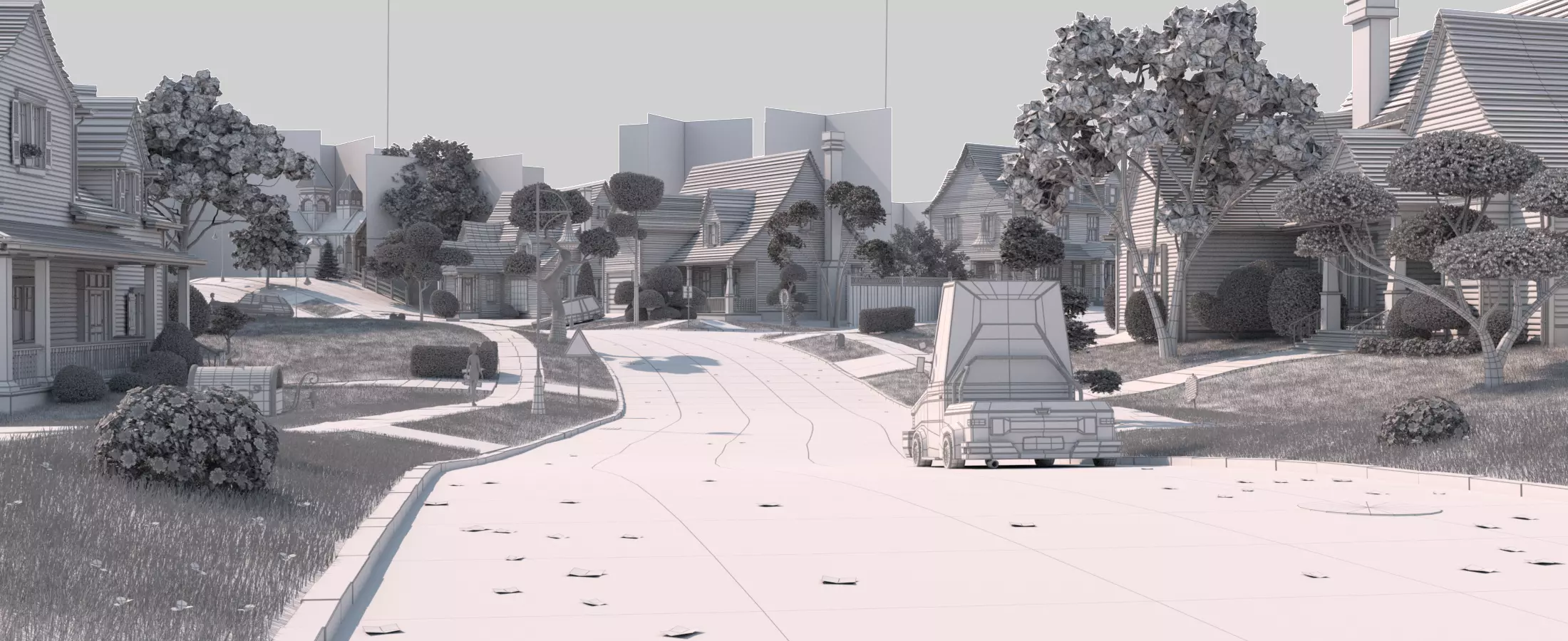 Cartoon Village Town Home City 3D model_41