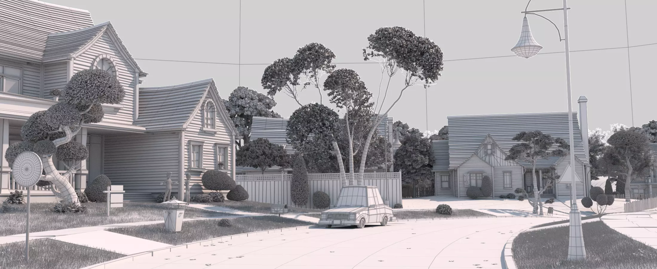 Cartoon Village Town Home City 3D model_34