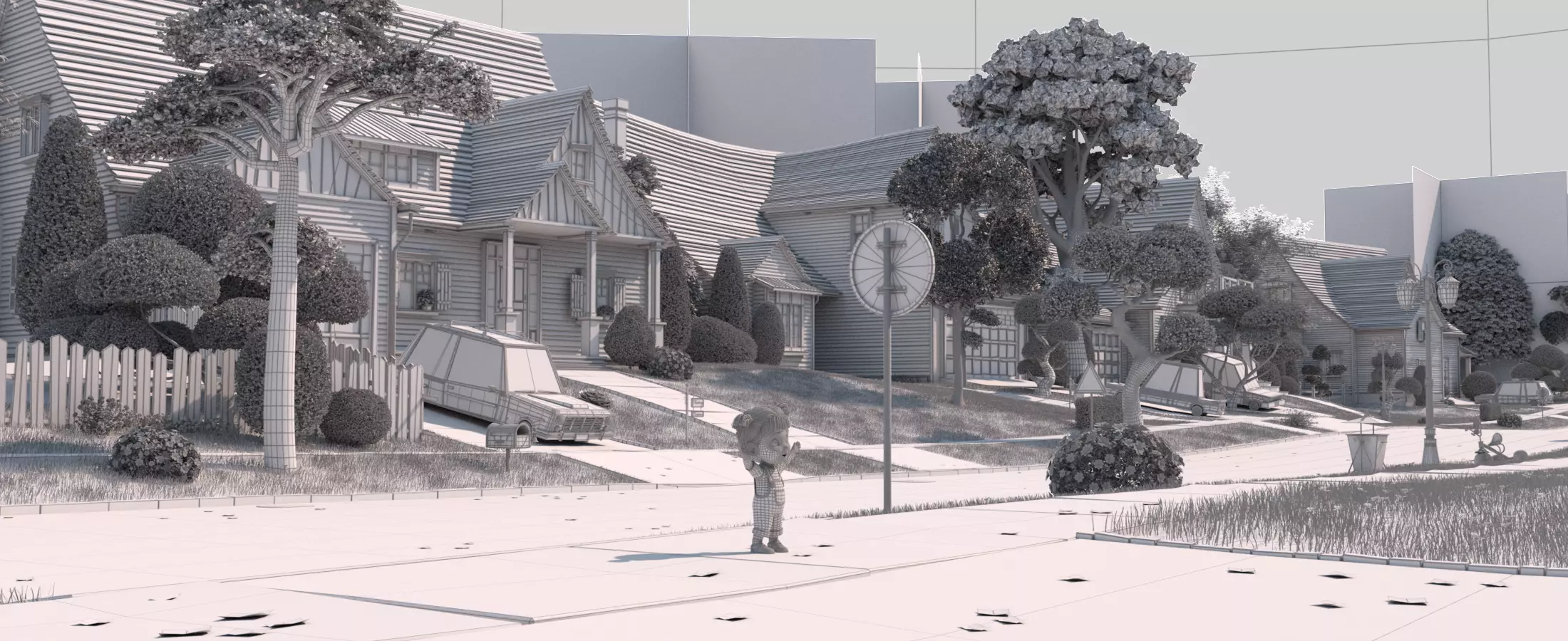 Cartoon Village Town Home City 3D model_39