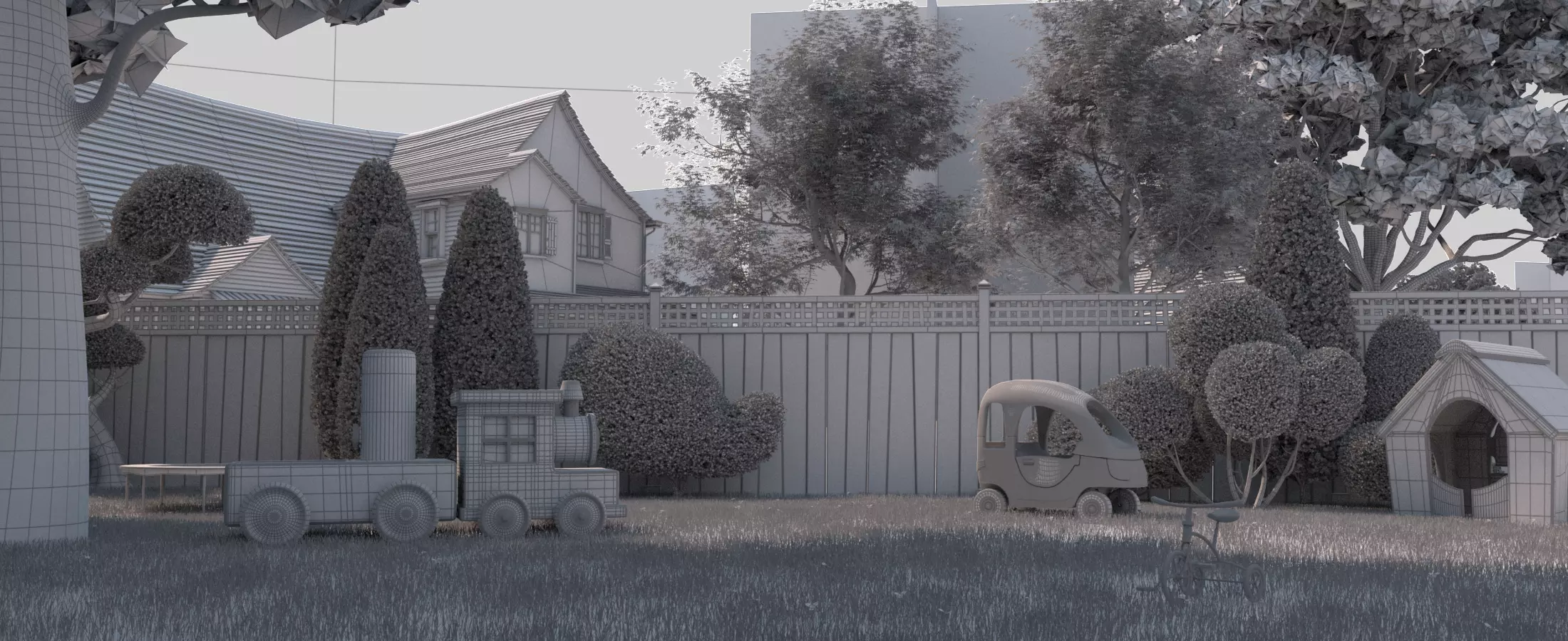 Cartoon Village Town Home City 3D model_47