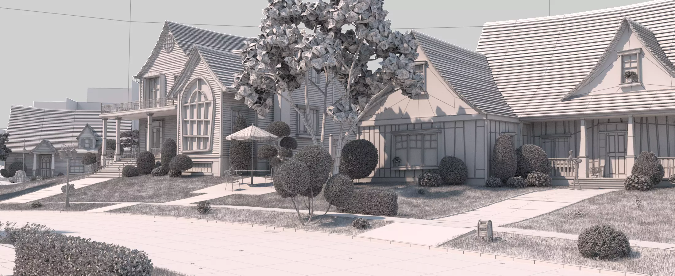 Cartoon Village Town Home City 3D model_37