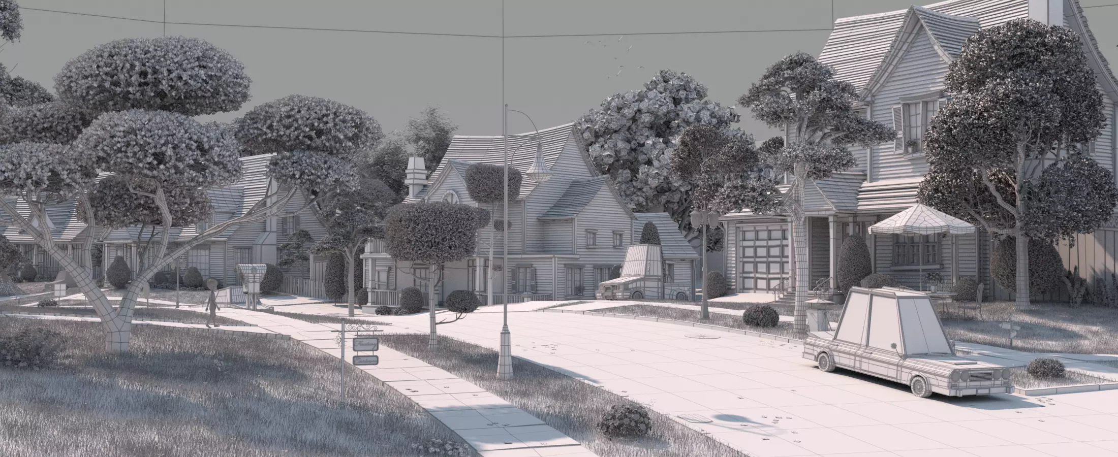 Cartoon Village Town Home City 3D model_30