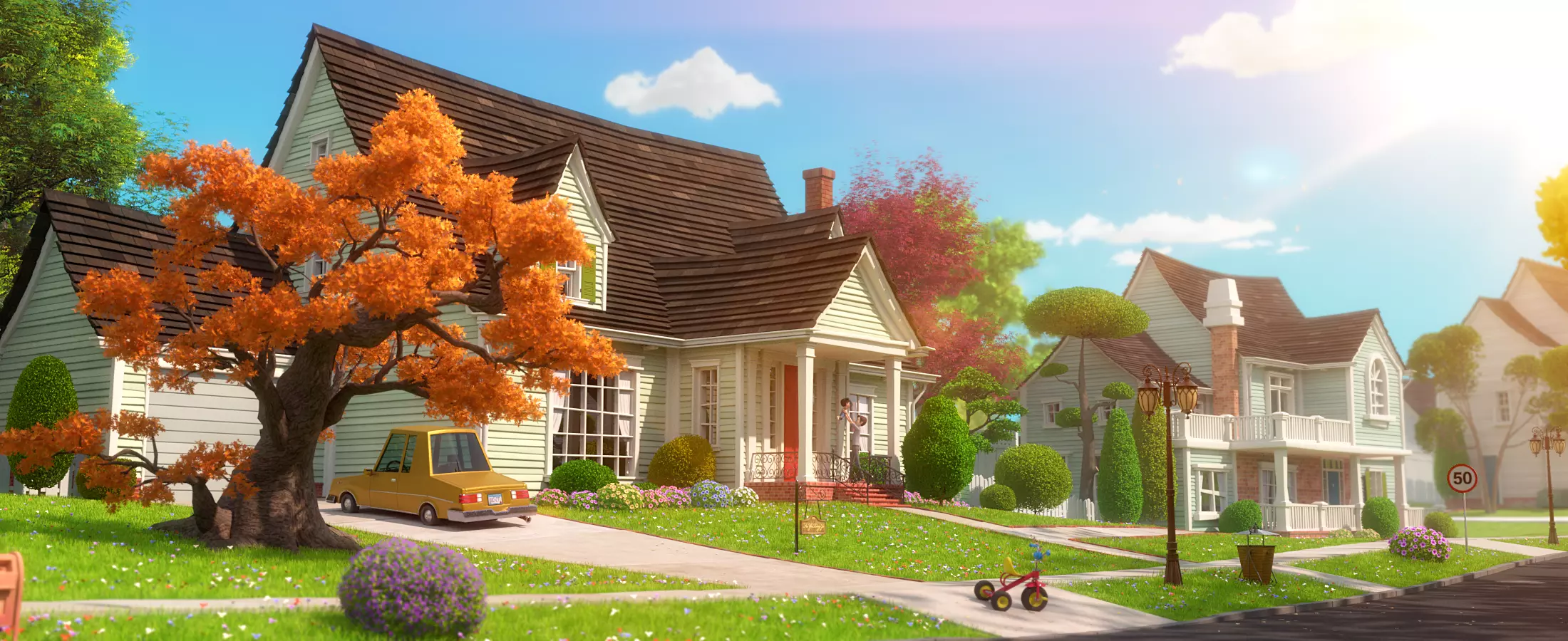 Cartoon Village Town Home City 3D model_2