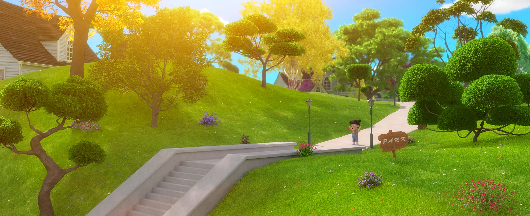 Cartoon Village Town Home City 3D model_21