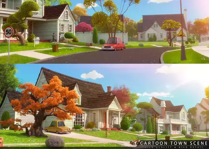 Cartoon Village Town Home City 3D model Cartoon Village Town Home City 3D model