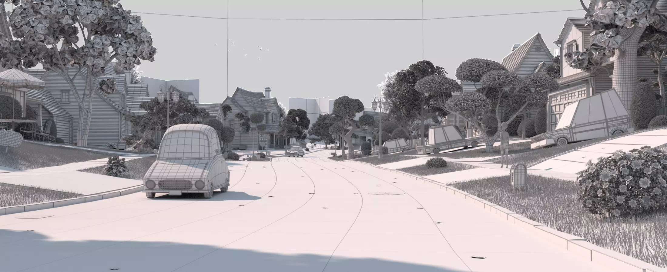 Cartoon Village Town Home City 3D model_42