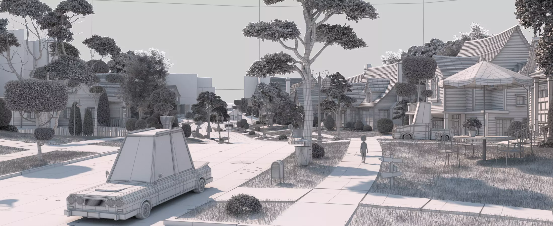 Cartoon Village Town Home City 3D model_43