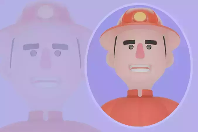 Stylized 3D Firefighter with Extinguisher Hose - Cartoon Man