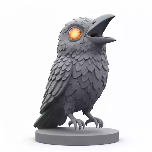 Gray Crow 3D Model Realistic Halloween Horror Bird 3D print model