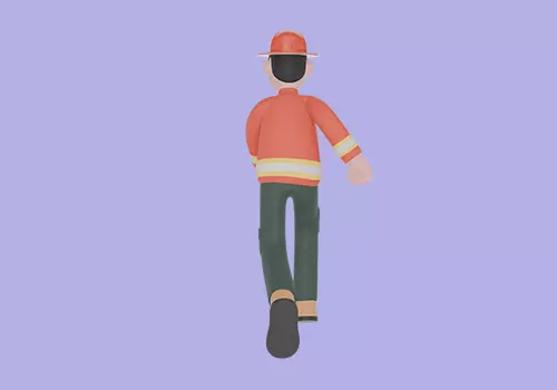 Stylized 3D Firefighter Running Forward - Cartoon Rescue Man 3D model_4
