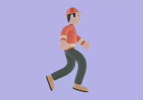 Stylized 3D Firefighter Running Forward - Cartoon Rescue Man 3D model_5