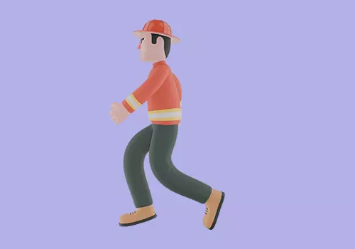 Stylized 3D Firefighter Running Forward - Cartoon Rescue Man 3D model_3
