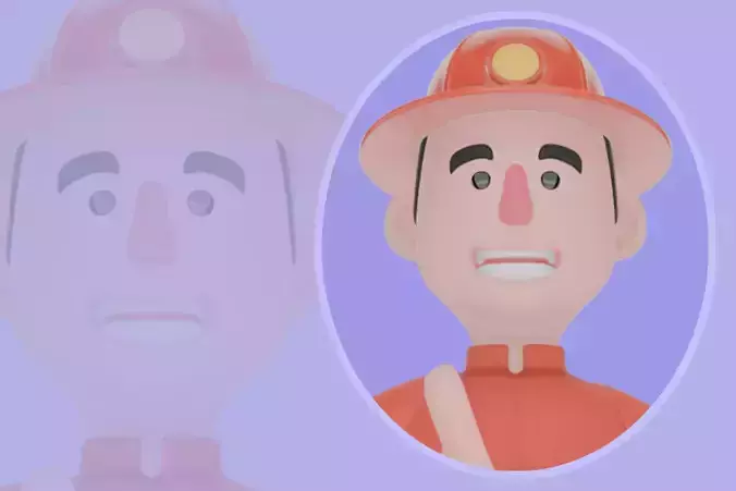 Stylized 3D Firefighter Giving Thumbs Up - Cartoon Confident Man