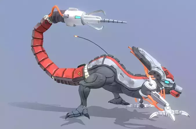 Reptile Cyborg Lizard Walking Fbx Png 3D model