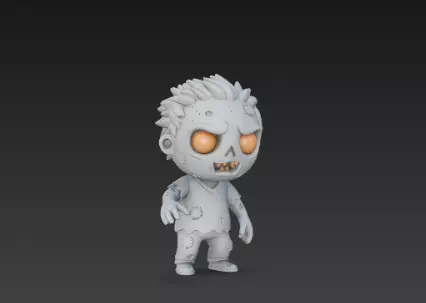 Gray Zombie 3D Model Realistic Halloween Horror Character 3D print model_2