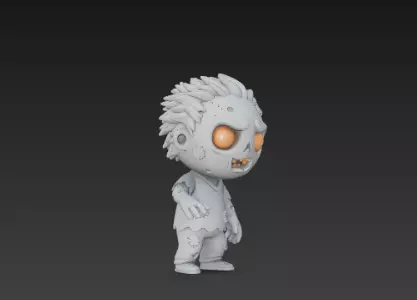 Gray Zombie 3D Model Realistic Halloween Horror Character 3D print model_3