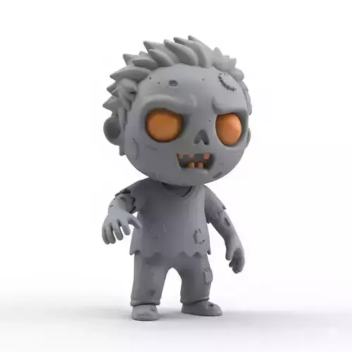 Gray Zombie 3D Model Realistic Halloween Horror Character