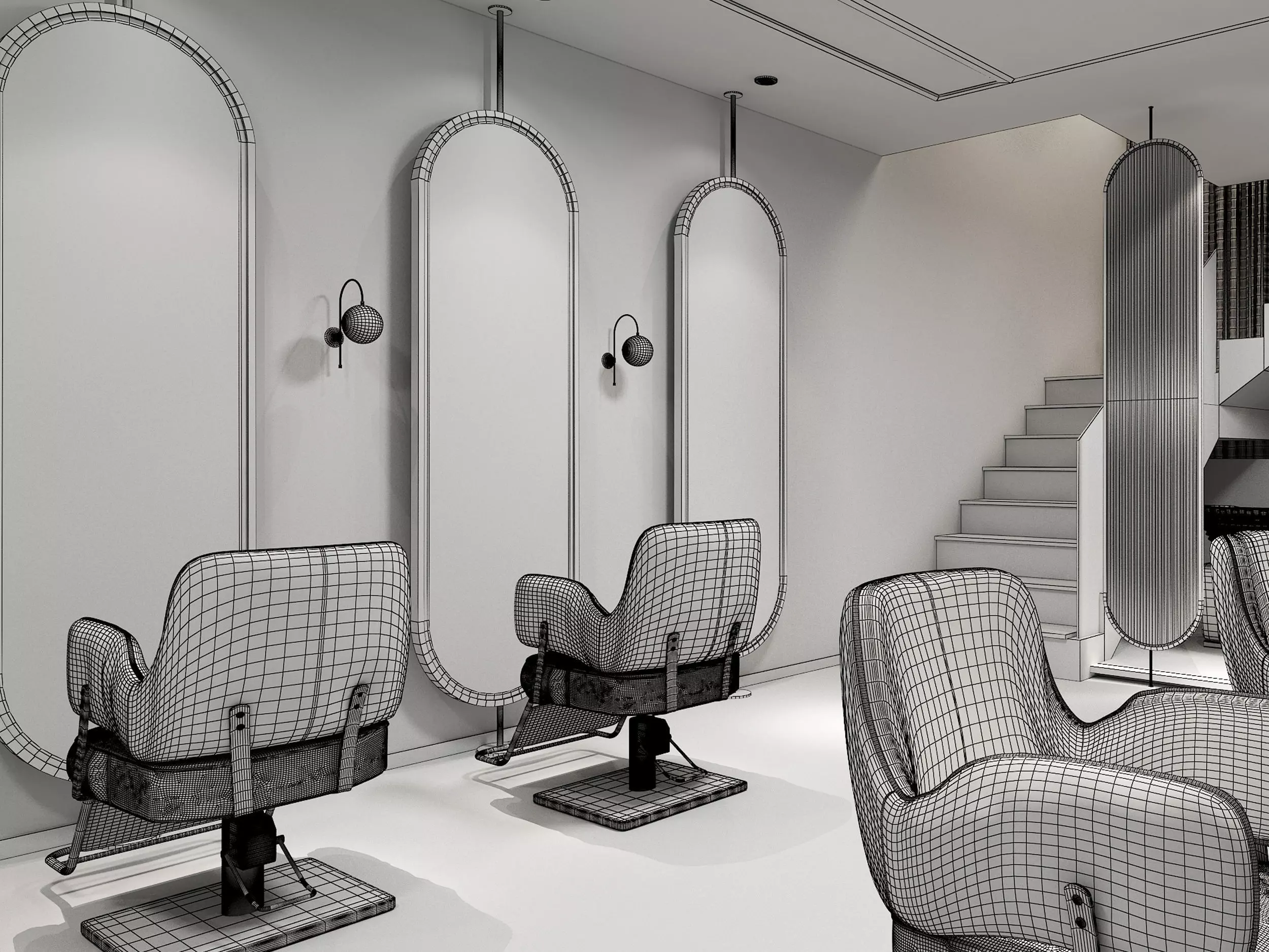 barbershop Low-poly 3D model_8