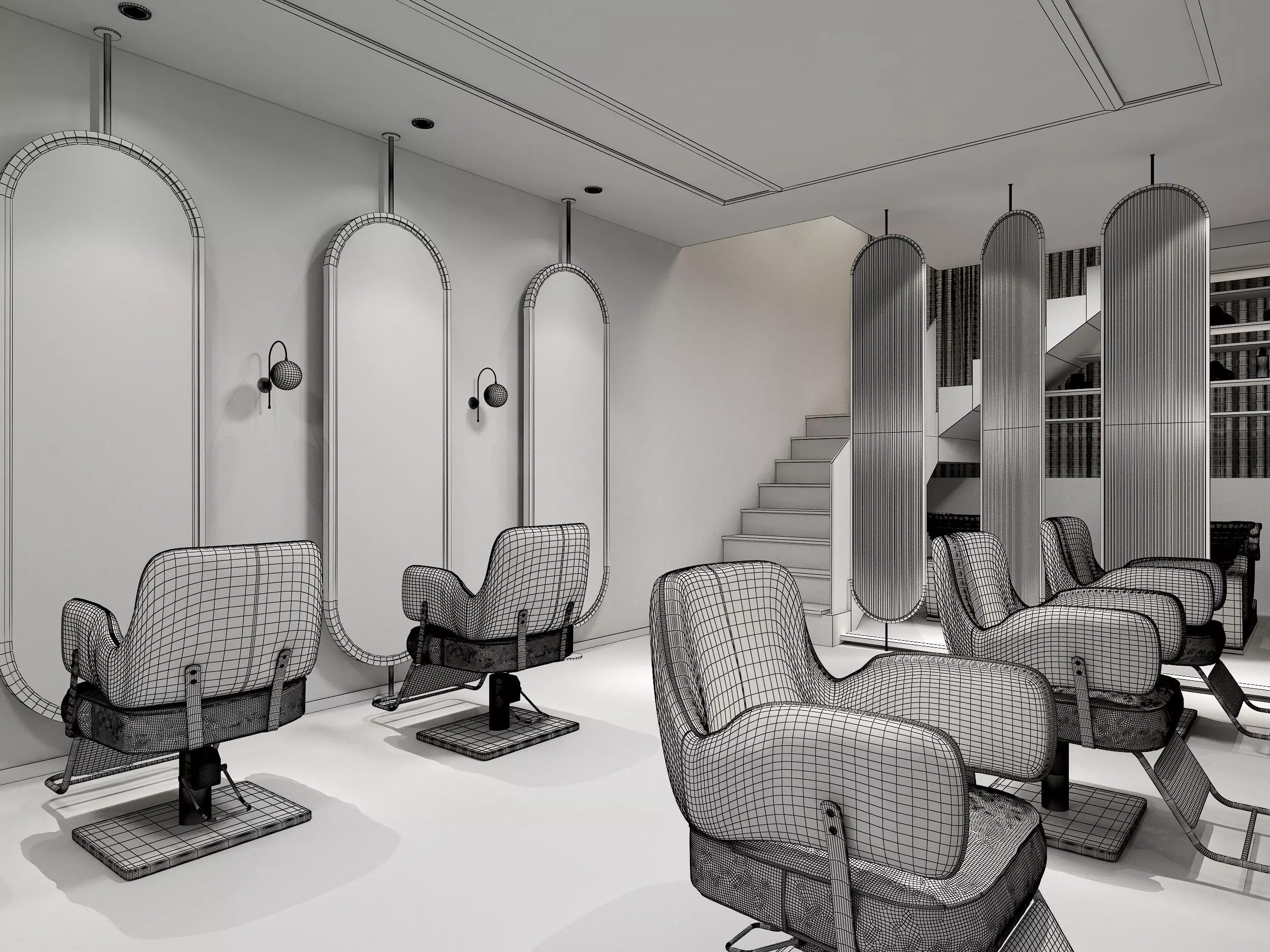 barbershop Low-poly 3D model_7