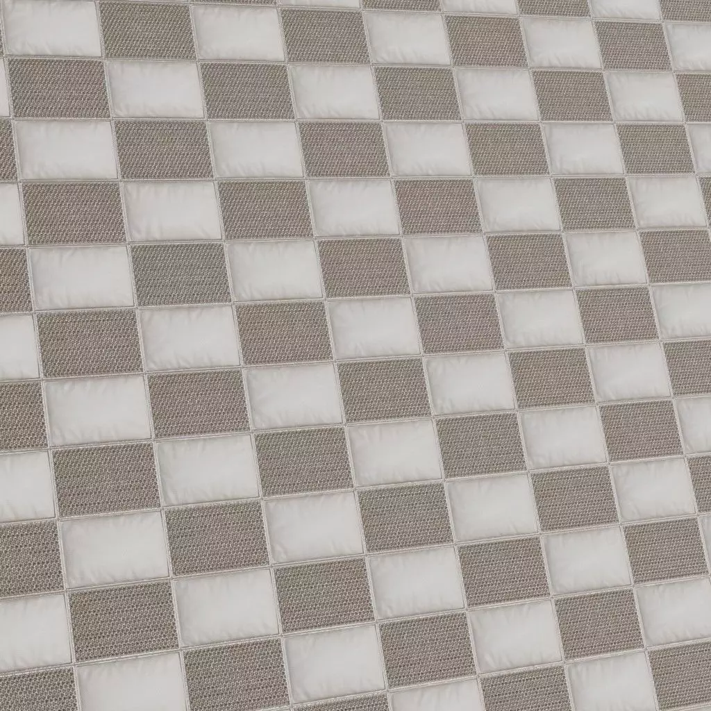 Beige Checkerboard Padded Canvas Fabric PBR Seamless Texture_3