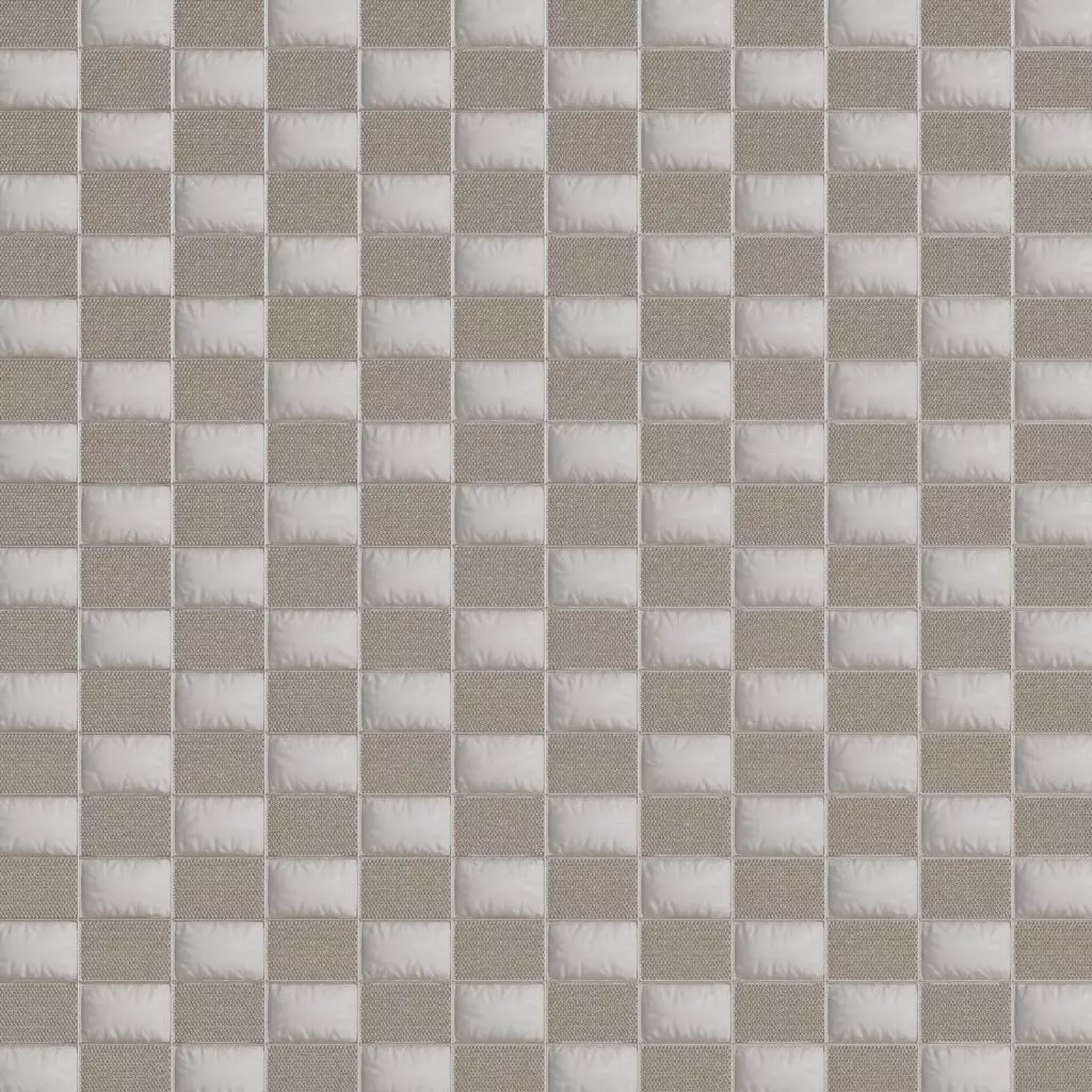 Beige Checkerboard Padded Canvas Fabric PBR Seamless Texture_2