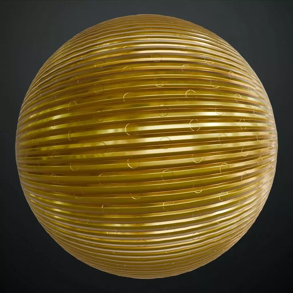 Golden Corrugated Metal Grill Texture PBR Seamless Texture_0