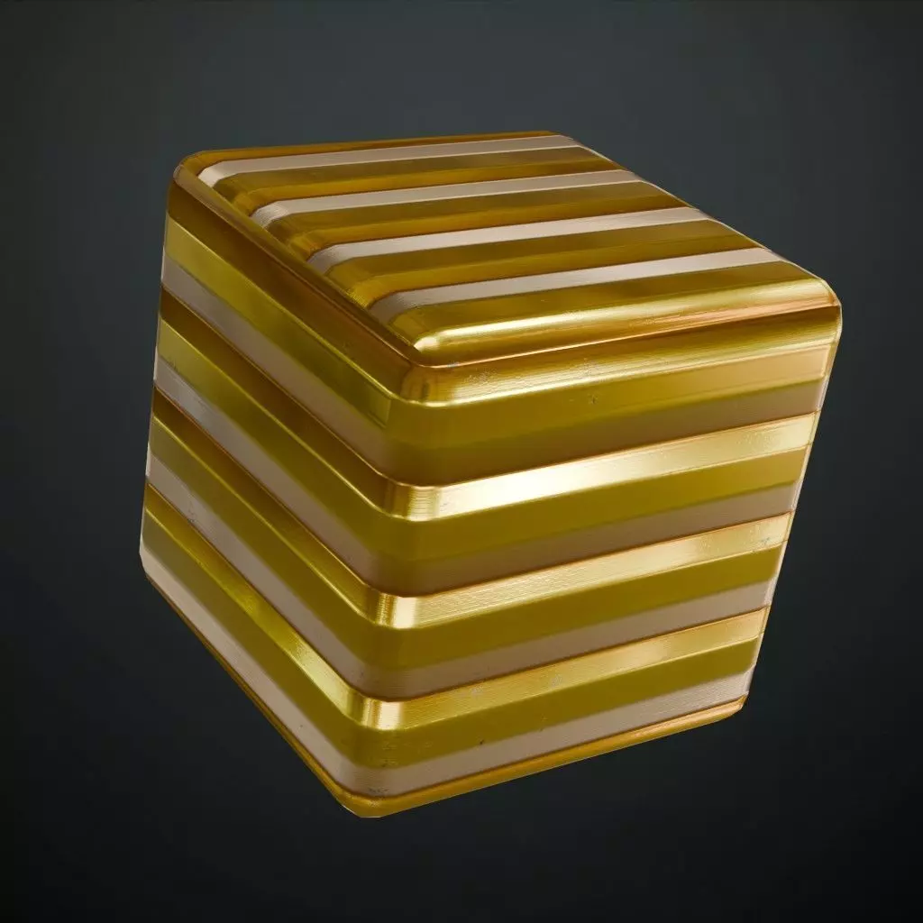 Shiny Golden Corrugated Metal Texture PBR Seamless Texture_4