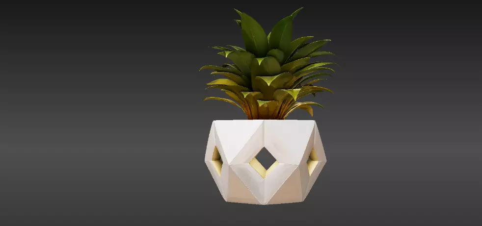 Modern Geometric Planter 3D Print Model Decorative Home Low-poly 3D model_8