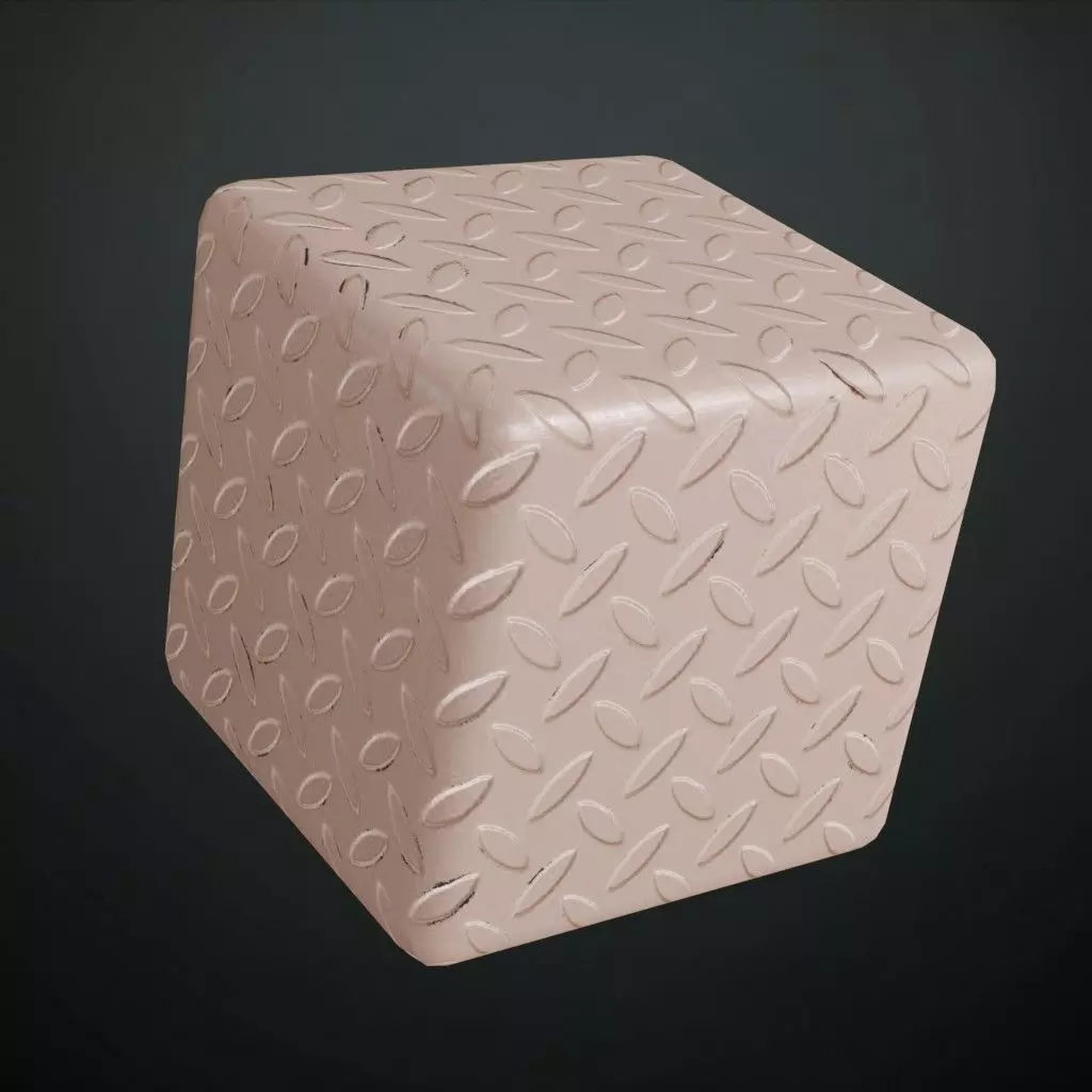 Pale Copper Metal Diamond Tread Plate PBR Seamless Texture_4