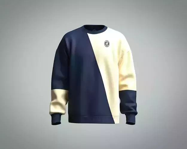 Mens sweatshirt with color block and patch graphic