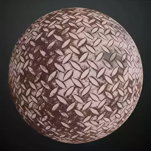 Rusty Copper Metal Diamond Tread Plate PBR Seamless