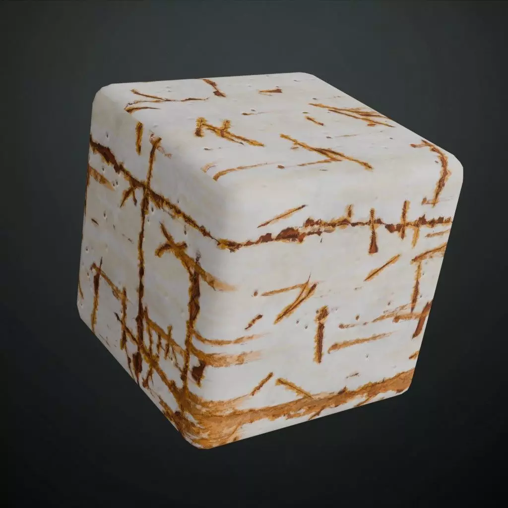 Scratched White Painted Corroded Iron Sheet PBR Seamless Texture_4