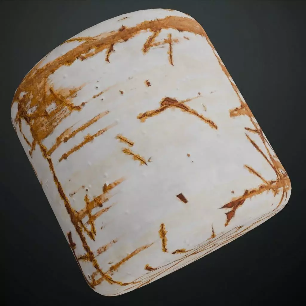 Scratched White Painted Corroded Iron Sheet PBR Seamless Texture_1