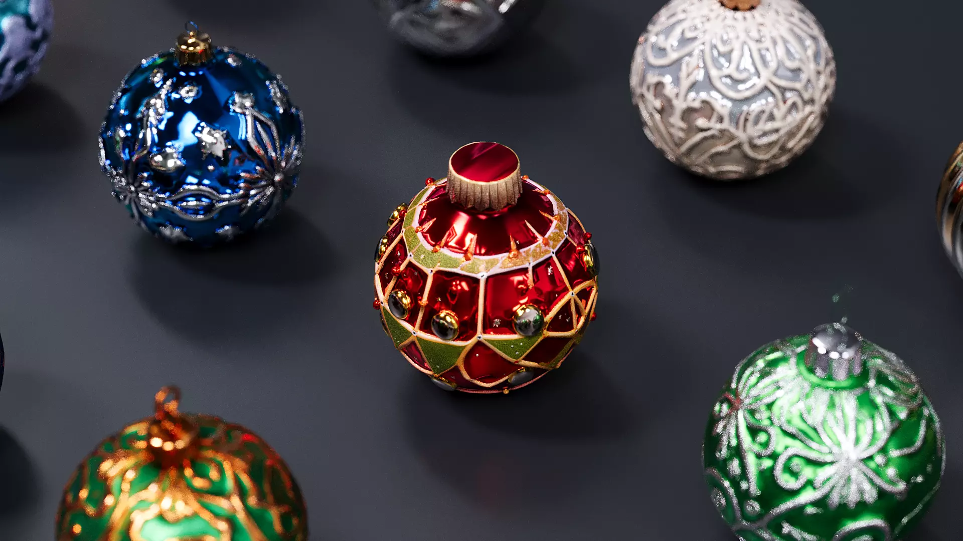 Christmas decoration colored ball 3D model_4