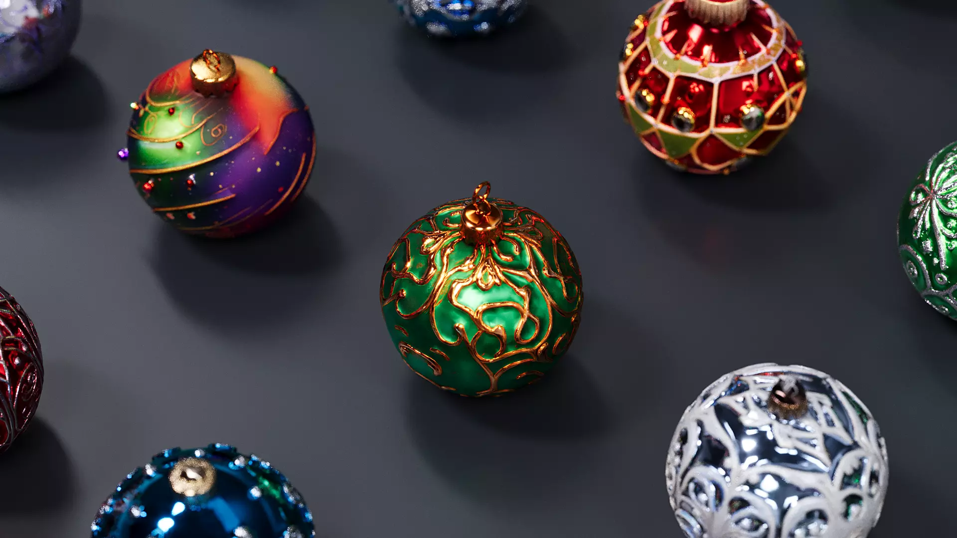 Christmas decoration colored ball 3D model_5