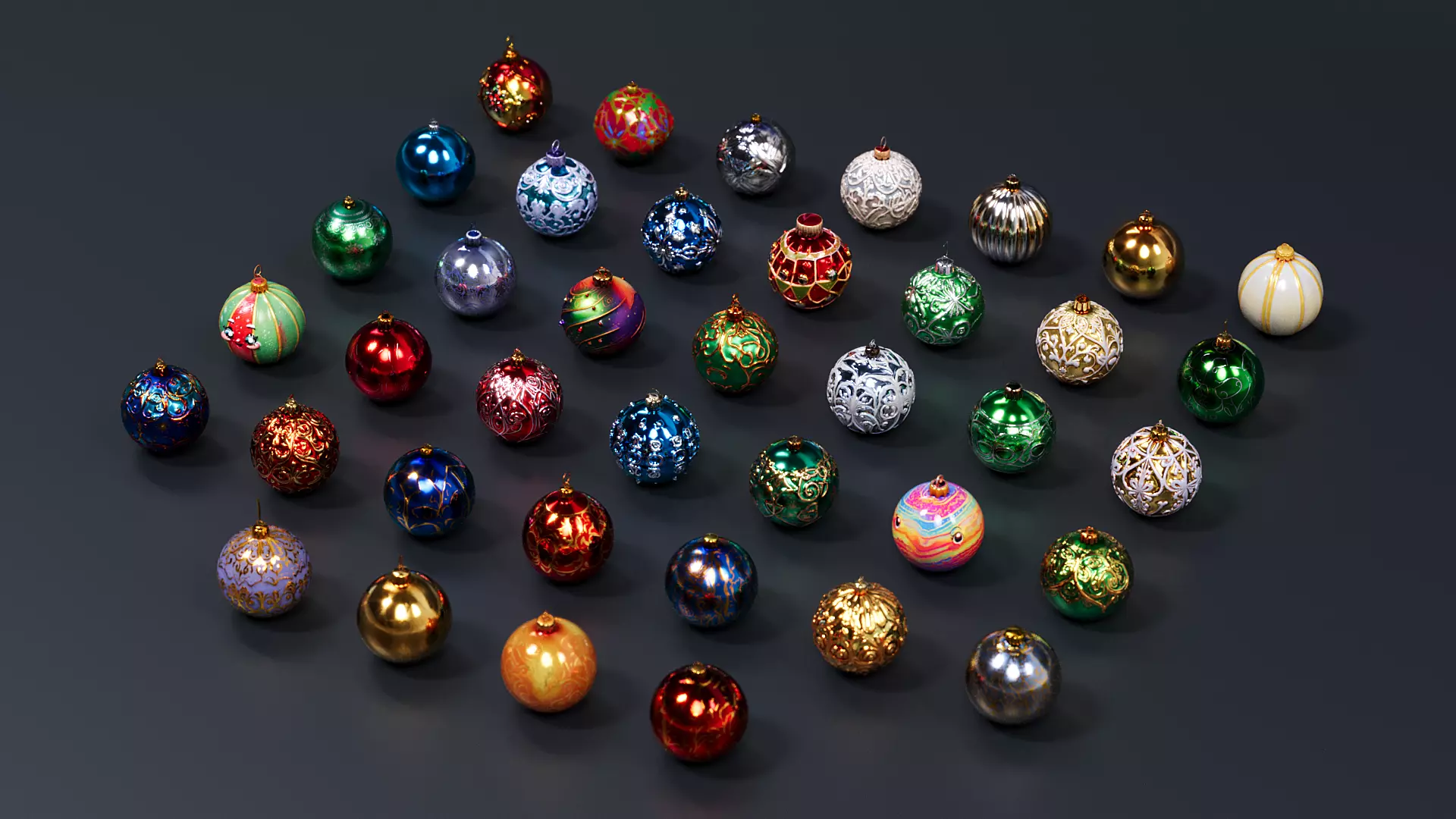 Christmas decoration colored ball 3D model_2