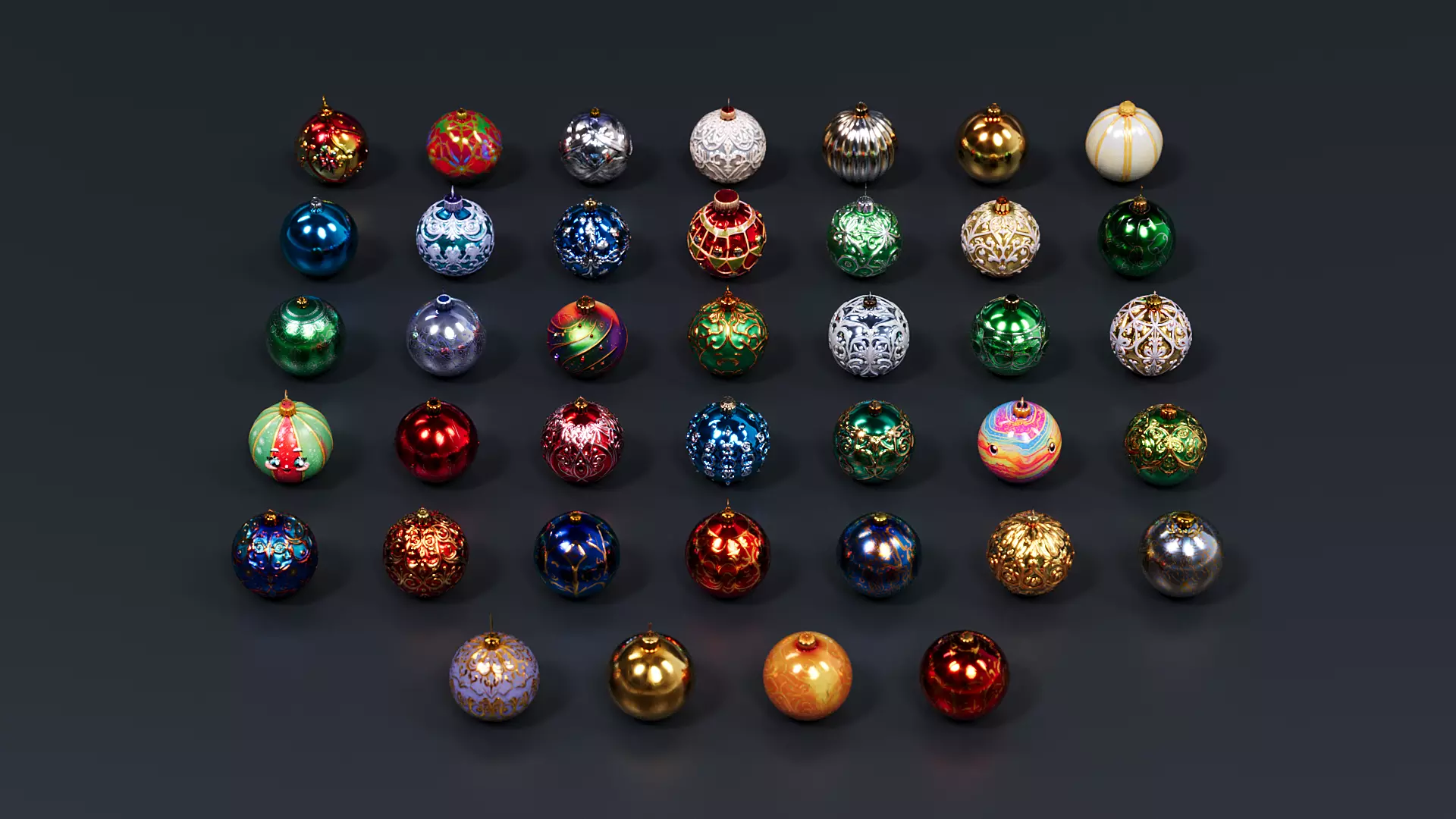 Christmas decoration colored ball 3D model_0