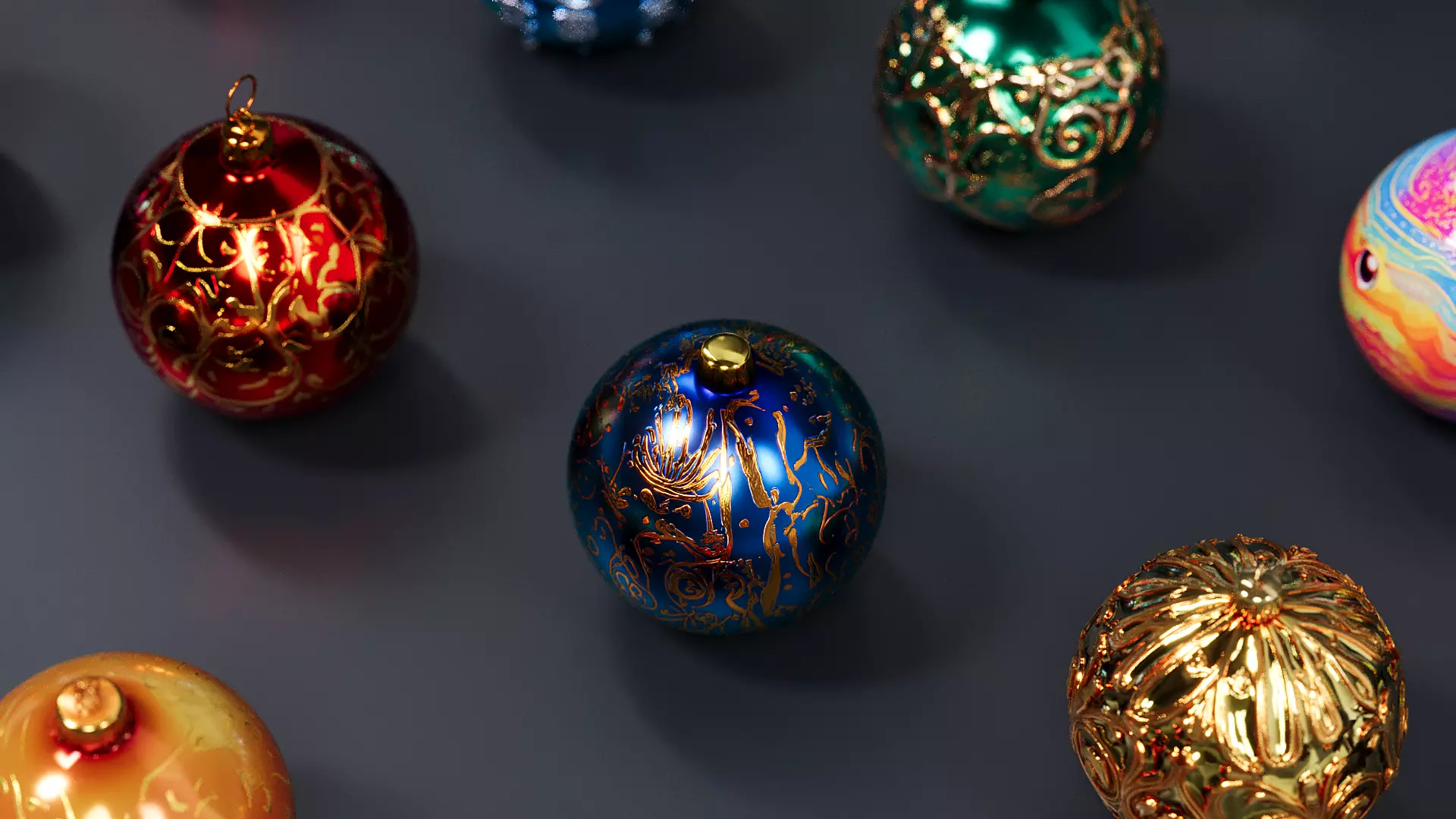 Christmas decoration colored ball 3D model_6