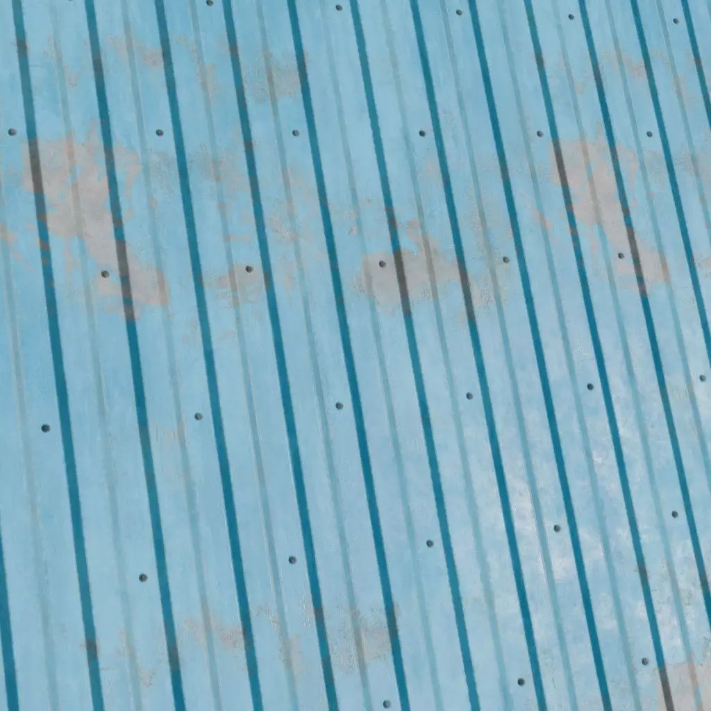 Rusted Blue Painted Corrugated Steel Siding PBR Seamless Texture_3