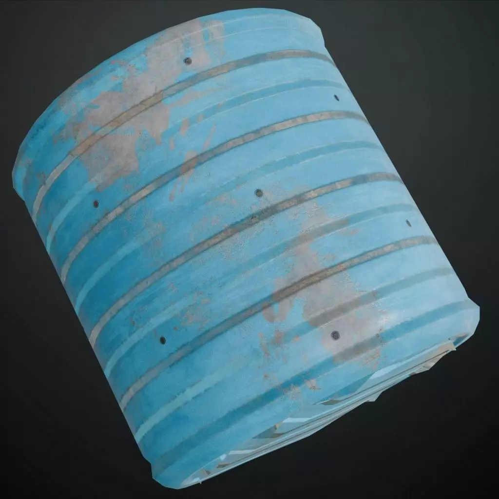 Rusted Blue Painted Corrugated Steel Siding PBR Seamless Texture_1