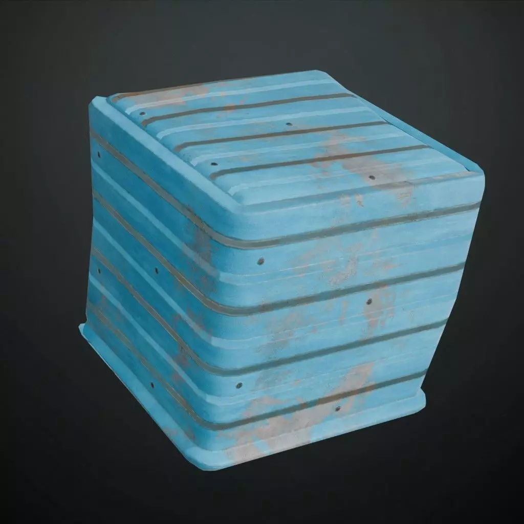 Rusted Blue Painted Corrugated Steel Siding PBR Seamless Texture_4