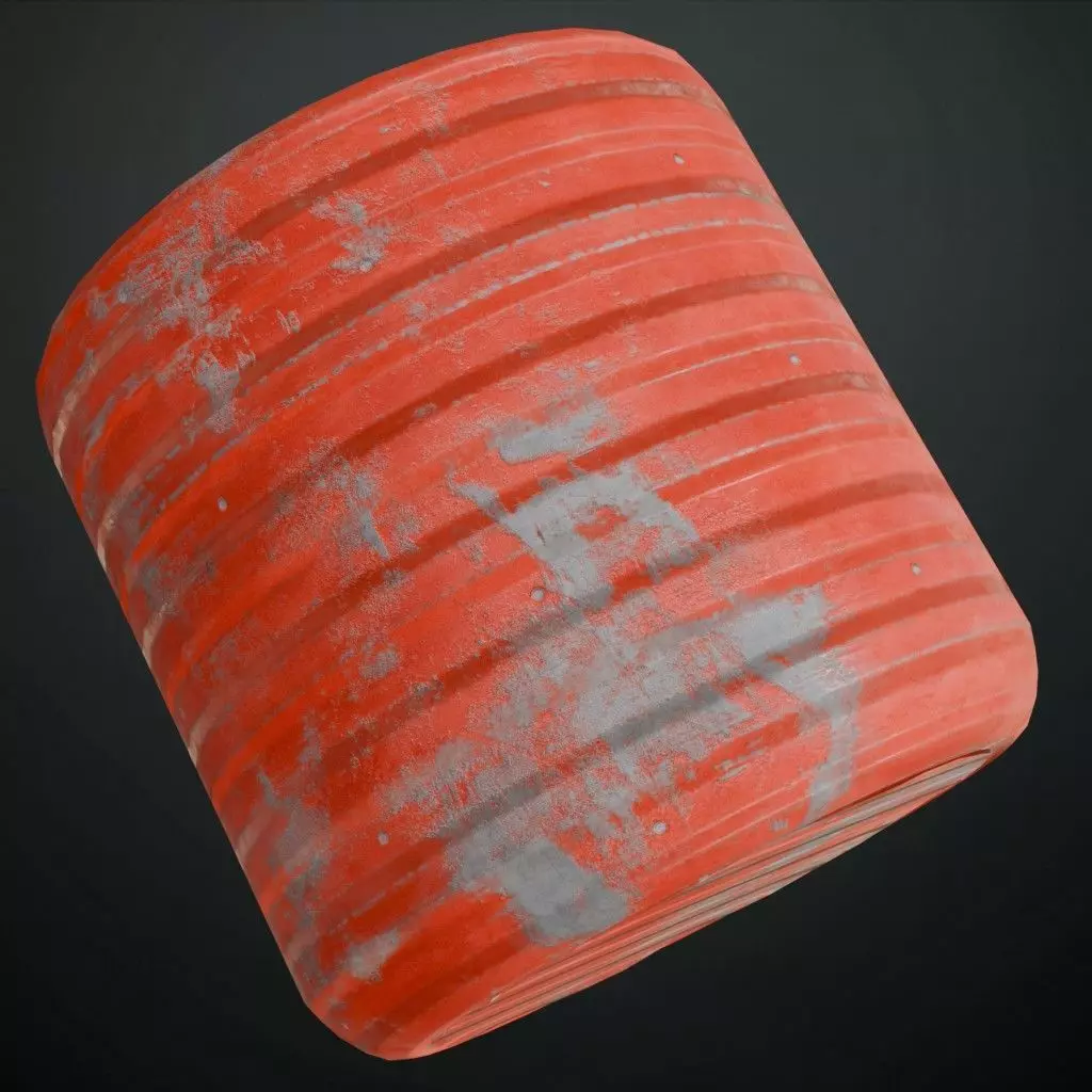 Worn Red Painted Corrugated Steel Siding PBR Seamless Texture_1