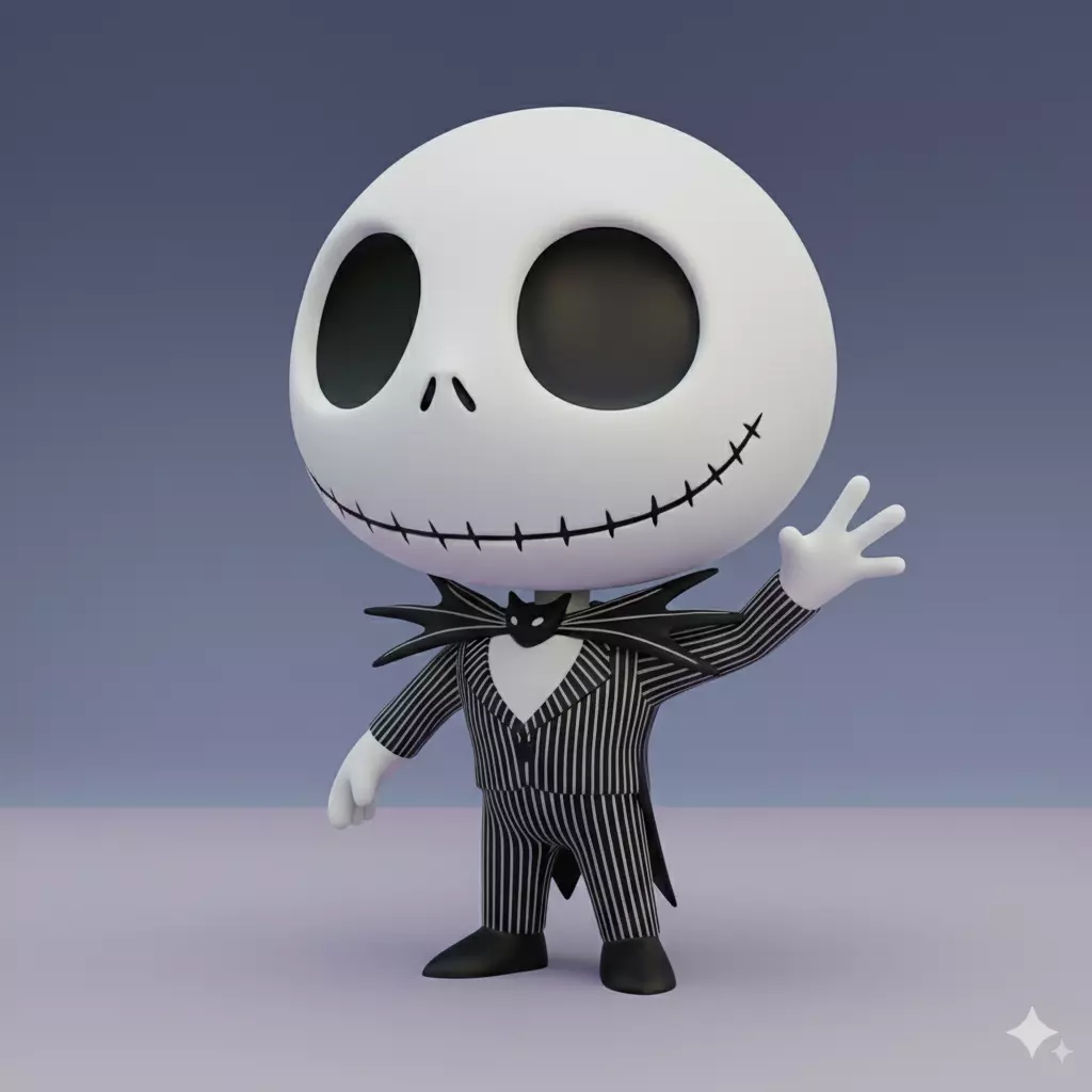 Jack Skellington Kawaii Chibi 3D Collectible Figure STL File 3D print model_0