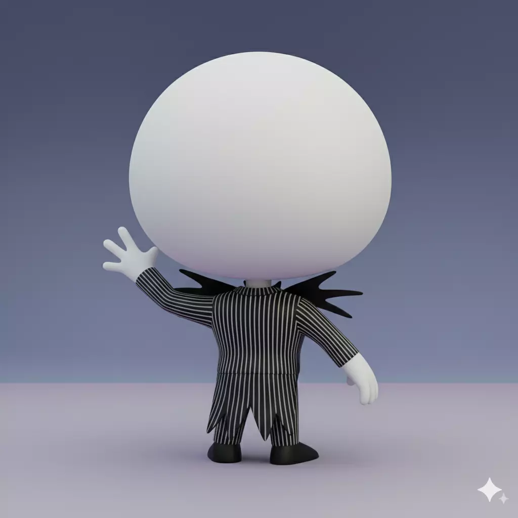 Jack Skellington Kawaii Chibi 3D Collectible Figure STL File 3D print model_1
