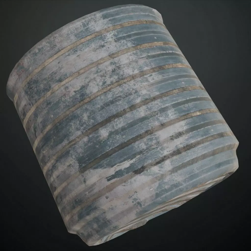 Weathered Blue Corrugated Steel Siding PBR Seamless Texture_1